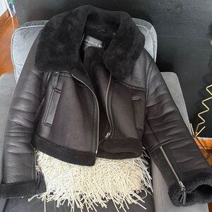 Bagatelle Black Leather Shearling Jacket